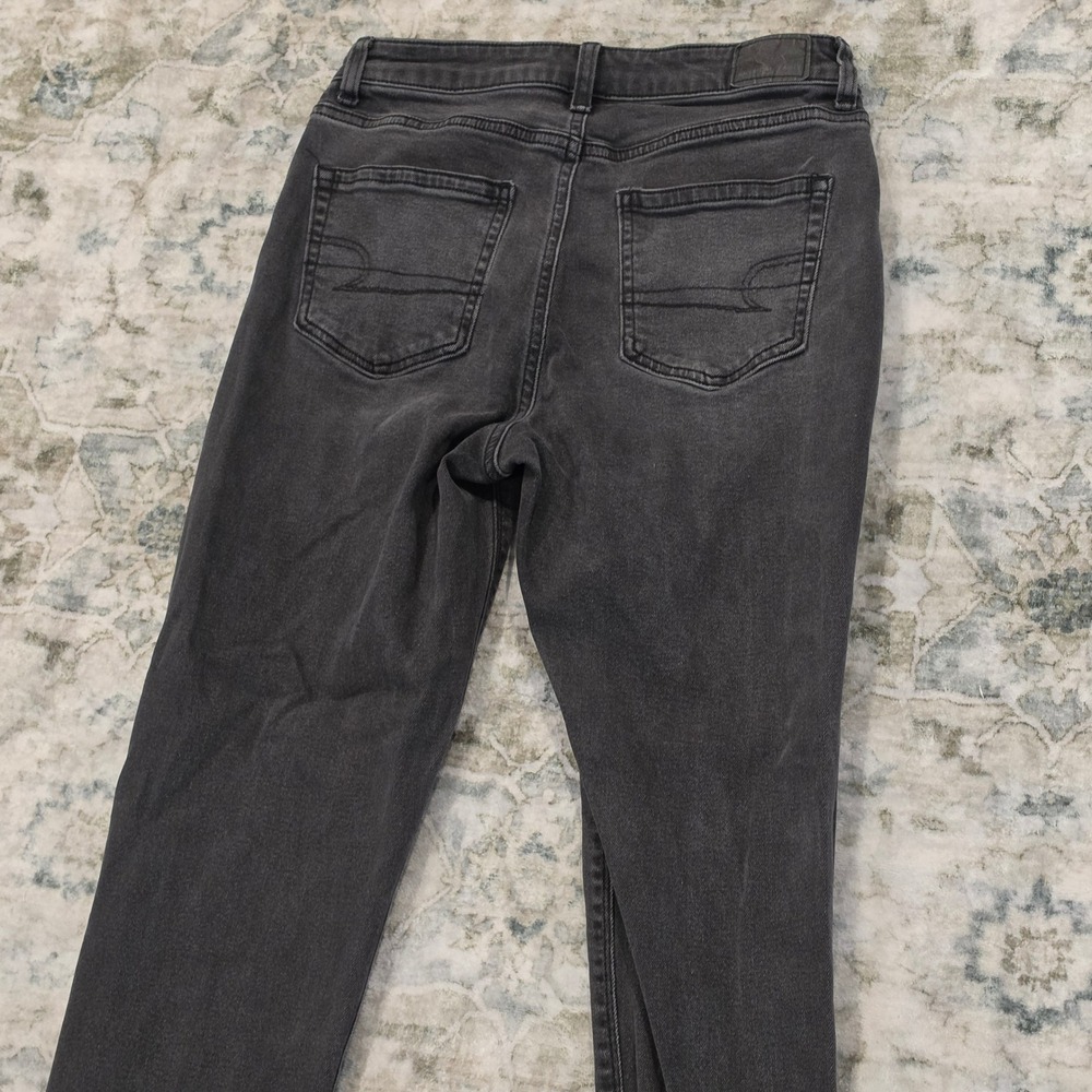 American Eagle Women Charcoal Gray Stretch Denim High Rise Jeans Size 4 Regular